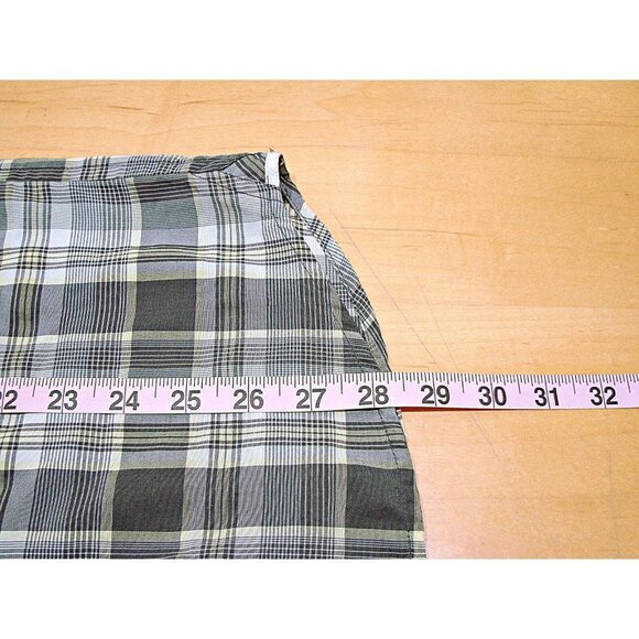 Mens Prana Plaid Embroidered Design Button Up Shirt Green Gray Light Yellow Sz M - Picture 7 of 9